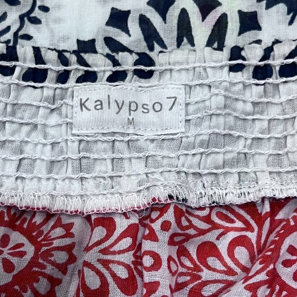 Kalypso 7 Sumba Strapless Dress Coverup, White Multi, Cotton, M - Picture 5 of 12
